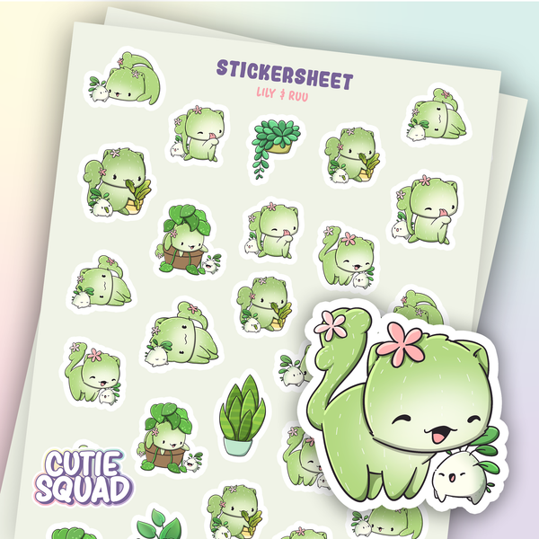 Planches d'autocollants Chats cactus