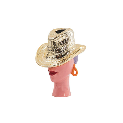Flower vase - Cowboy hat vase - Gold - 19x16x23.5 cm
