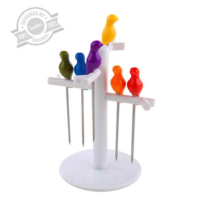 Garfo para snacks, Birdies, embalagem de 6 unidades, aço inoxidável/ABS