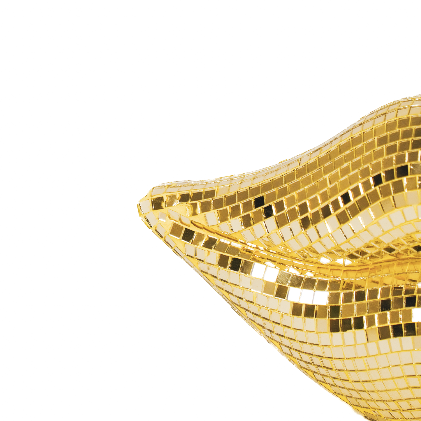 Ornament - Disco - Lips - Glass - Gold - 29x10x13.5cm