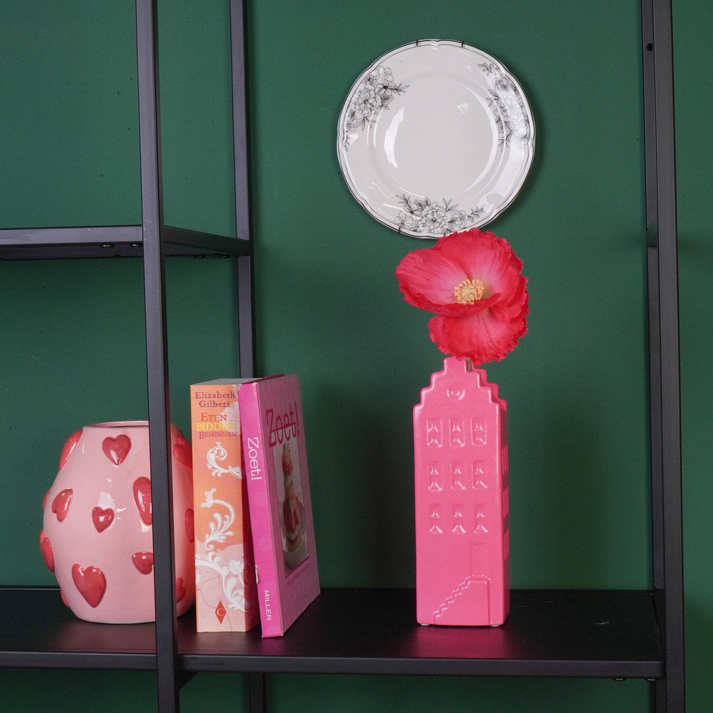 Vaso per fiori - Vaso per la casa - Ceramica - Rosa neon - 7,5x6x23 cm