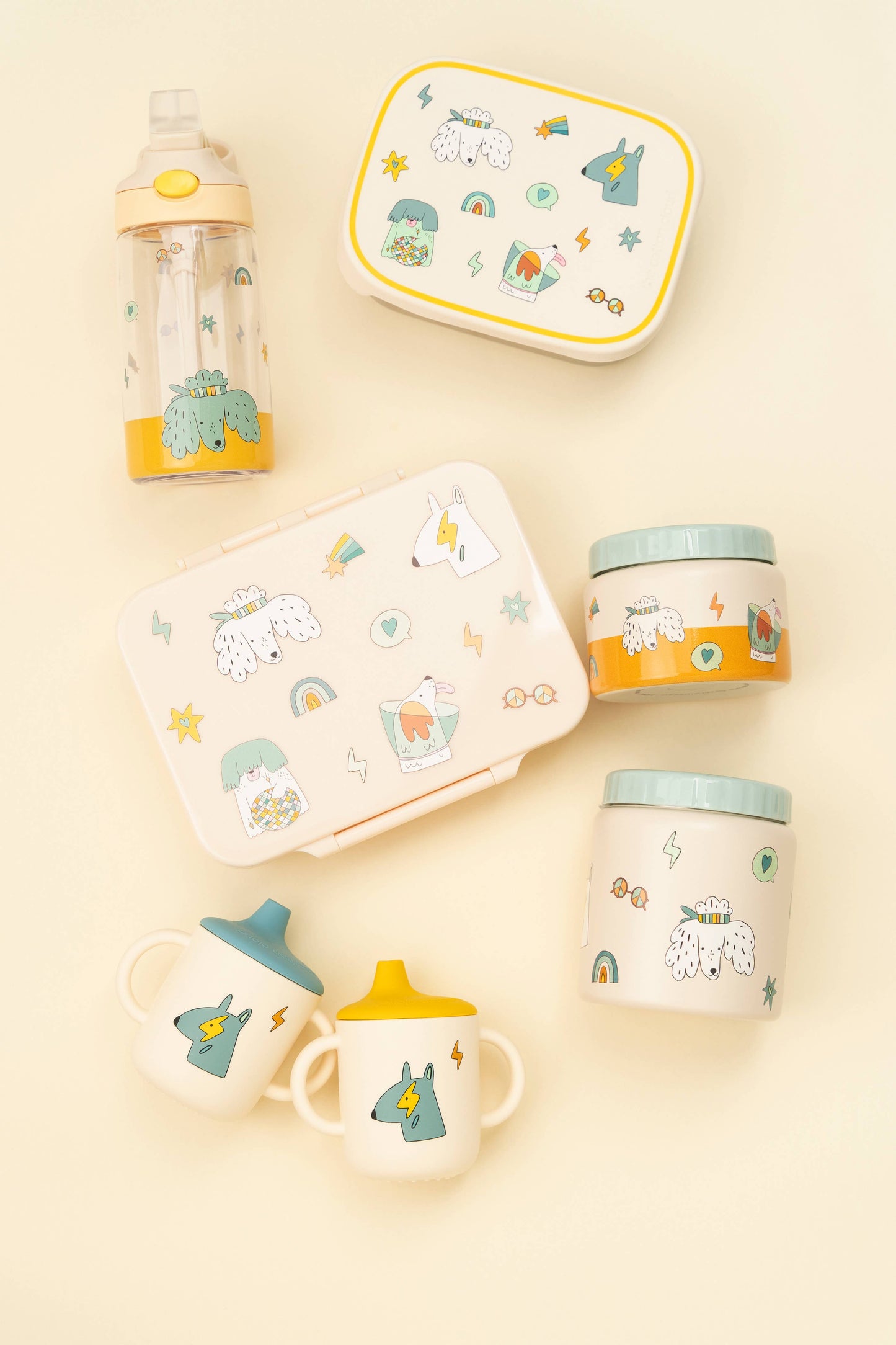 Botella de agua aislada de acero inoxidable para niños con divertido diseño de perro