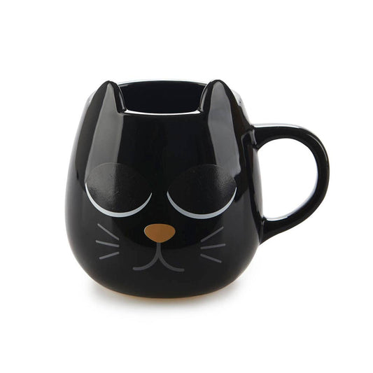 Round Black Cat "Wake up" Mug