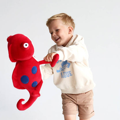 Peluche Caméléon rouge 30 cm