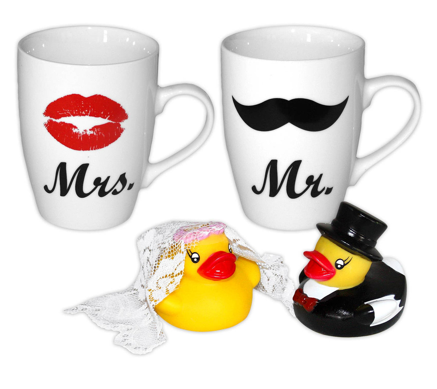 Lot de 2 tasses et Canards de bain Mr. & Mrs.
