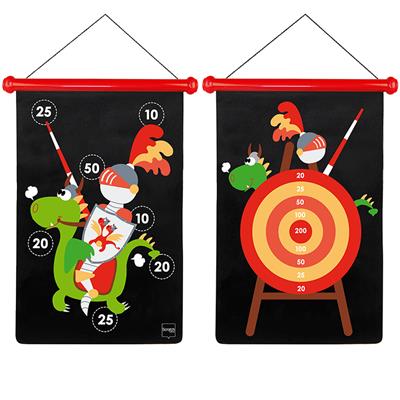 Scratch Active Play: JEU DE FLÉCHETTES MAGNÉTIQUES Chevalier 36x55cm, imprimé en double face, en tube, 5+