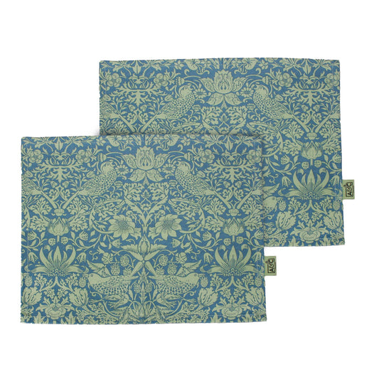 Manteles individuales y servilletas de algodón reciclado verde salvia de William Morris