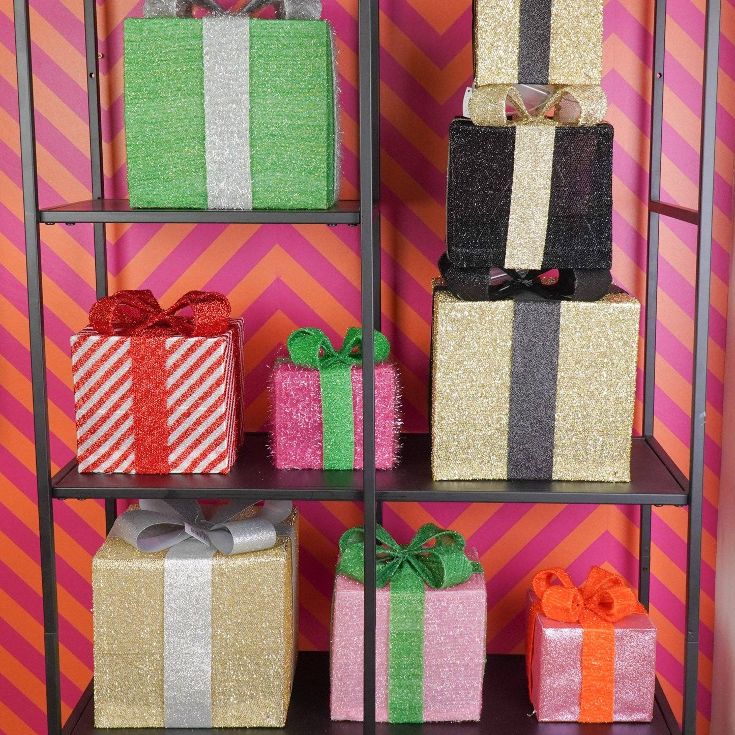 LED Christmas Gift - S3 - Polystyrene - Pink/Green - 15/20/25cm