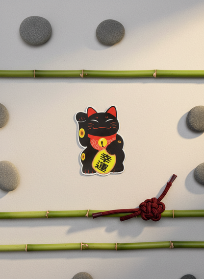 Black Lucky Cat Sticker