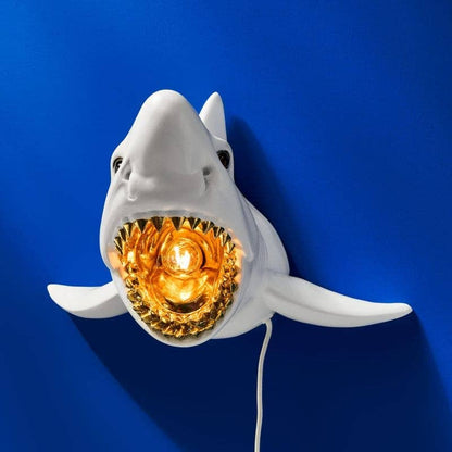 Hai Sharky Shark Wall Light, White/Gold