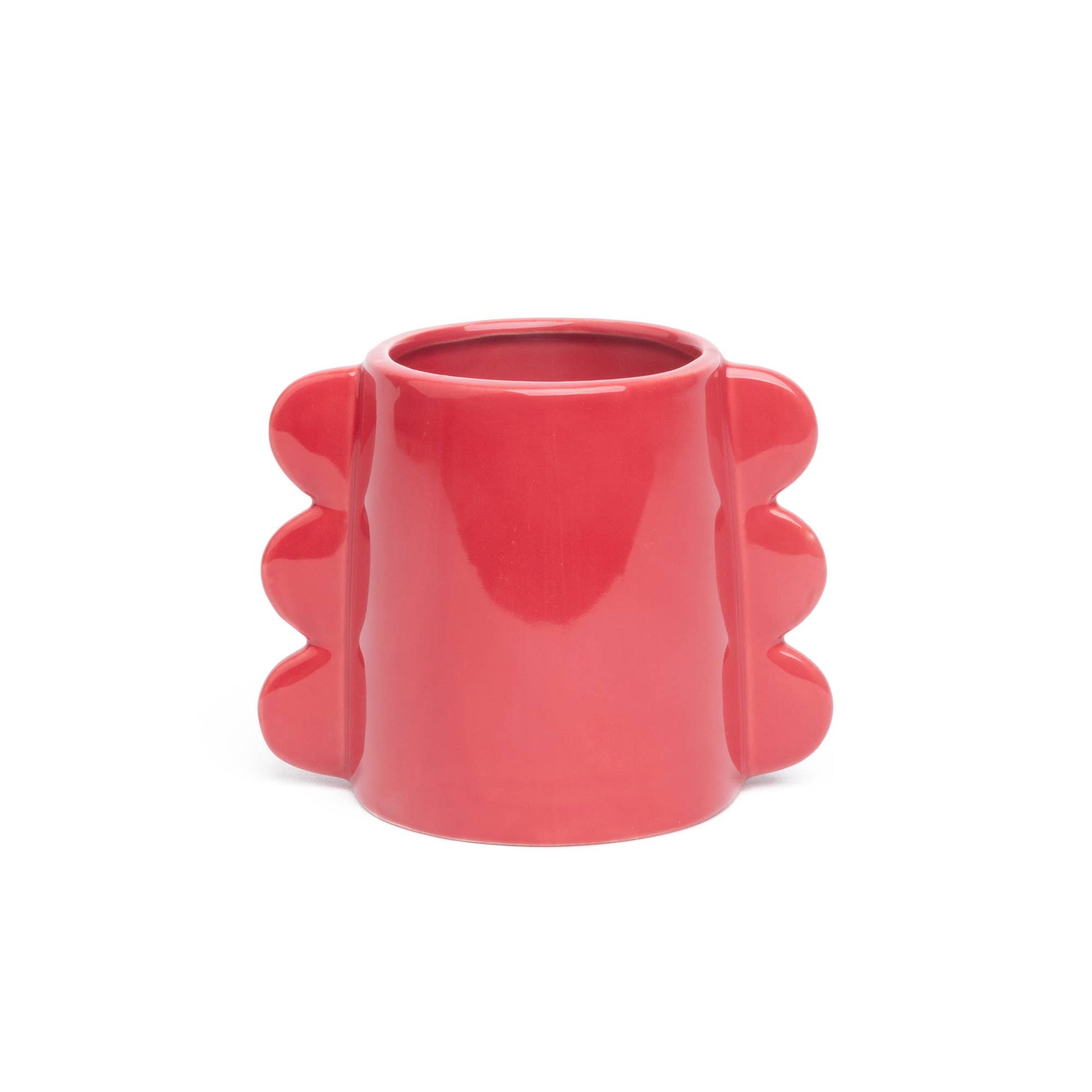 Vase Ondulations Rouge Moyen Peint à la Main Helio Ferretti Vue 1