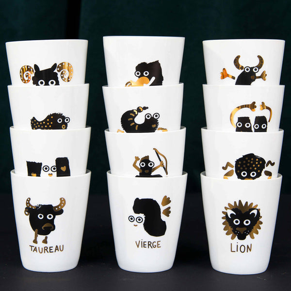 Tazza in porcellana con segni zodiacali