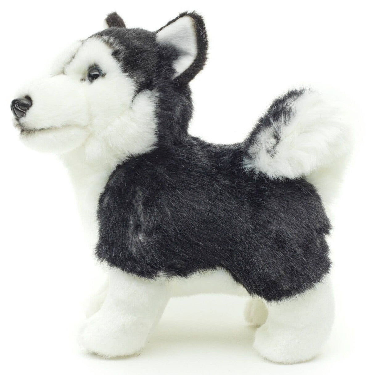 Peluche chiot husky, debout (noir) - sans laisse - 21 cm (longueur)