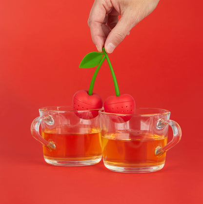 Infusore per tè in silicone rosso ciliegia doppio