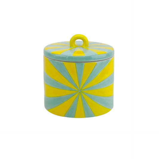 Maceta decorativa - Remolino - Dolomita - Amarillo/Menta - 11x11x11,5 cm