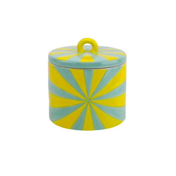 Pot déco - Tourbillon - Dolomite - Jaune/Menthe - 11x11x11,5cm