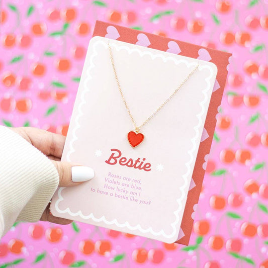 Enamel Heart Necklace Best Friend Valentine's Day Greeting Card