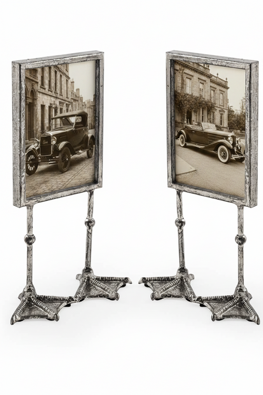 Paire de cadres photo Pieds de Canard - Argent Antique