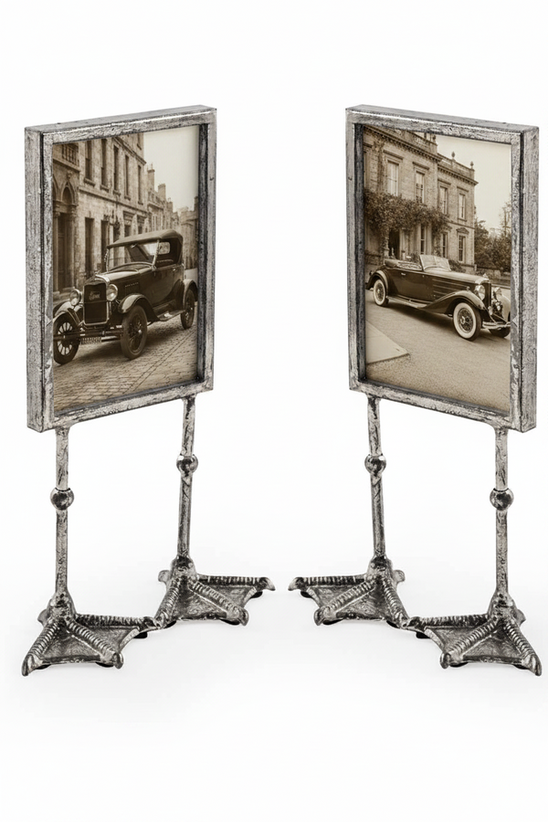 Paire de cadres photo Pieds de Canard - Argent Antique