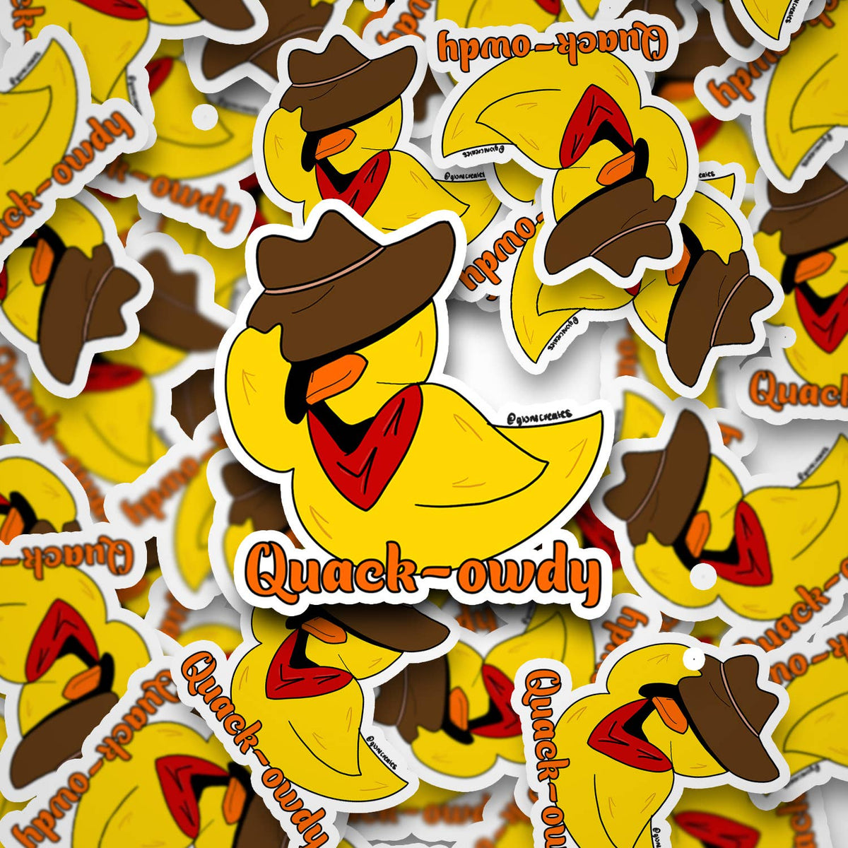 Pegatina del pato vaquero "Quack-owdy"