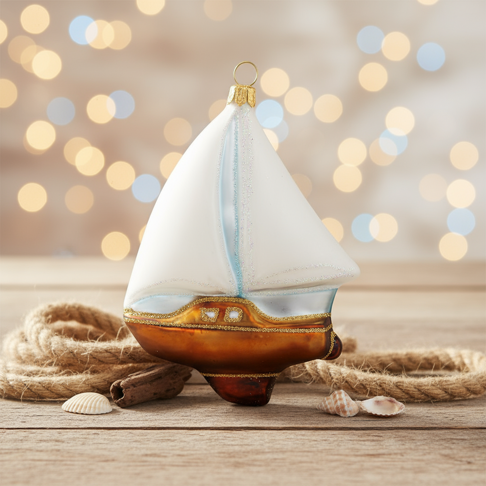 Pallina di Natale a forma di barca a vela