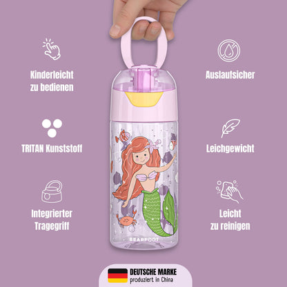 Trinkflasche Kinder, leichte Wasserflasche - Meerjungfrau