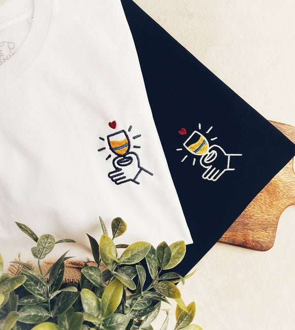 T-shirt Brodé - Cœur Pastis - t-shirt brodé Juste un T-shirt