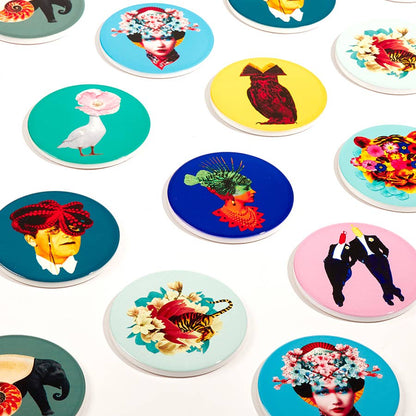 Set of 4 Diva ceramic coasters