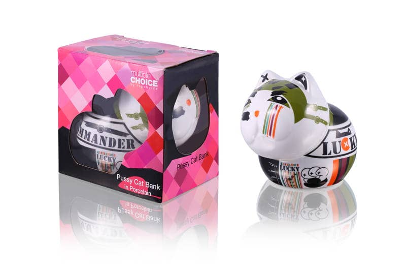 Tirelire Chat Comando en porcelaine – vue 3