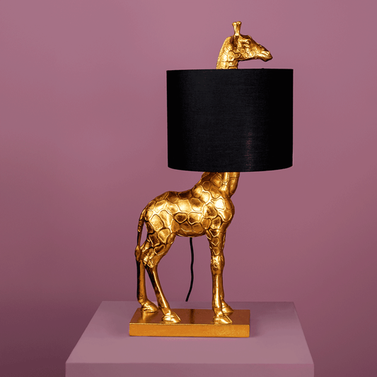 Lucie Giraffe Tafellamp, Zwart/Goud, 35 x 28 x 70 cm