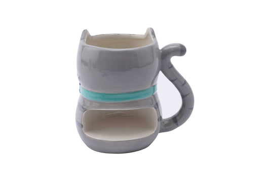 Taza 3D Gatito Gris con Flores