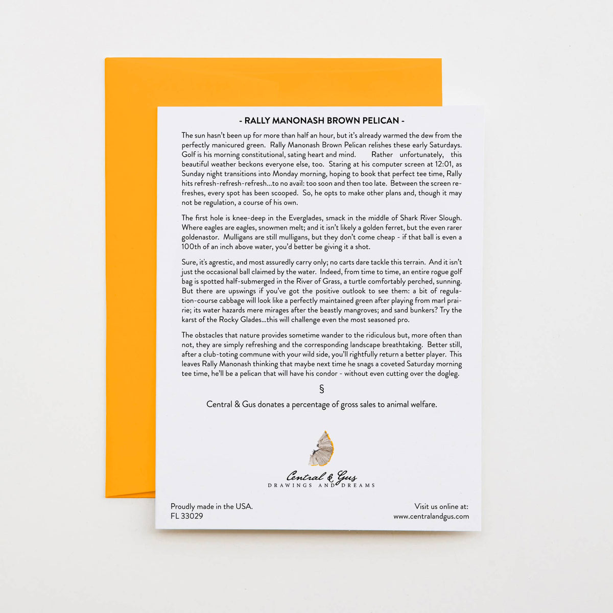 Rally Manonash Pelican Note Card Marrone