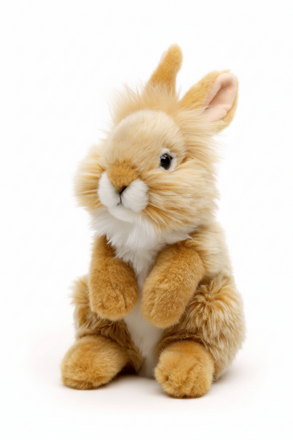 Peluche Lapin angora debout (beige) Uni Toys