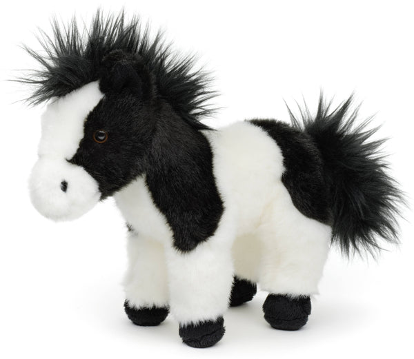 Peluche cheval noir et blanc debout Uni Toys