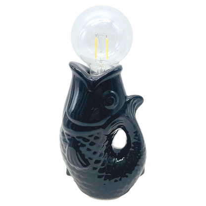 Déco LED poisson noir à piles L13,5 P8,2 H27cm