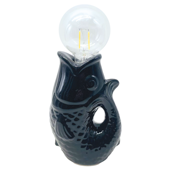 Déco LED poisson noir à piles L13,5 P8,2 H27cm
