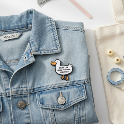 Pin de pato blanco: "Creo que causaré problemas a propósito".