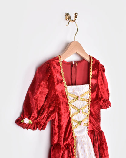 Robe de princesse en velours rouge taille 110-116 cm 4-6 ans