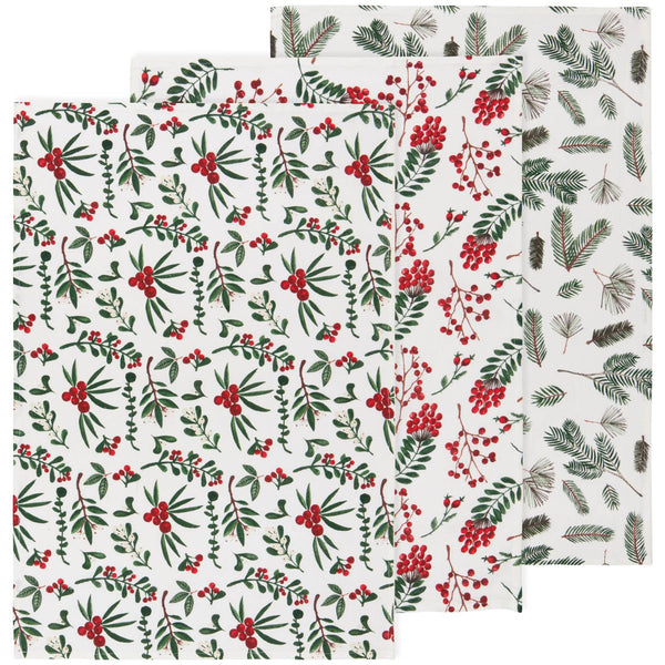 Set di 3 strofinacci natalizi Winterberry Bakers Floursack