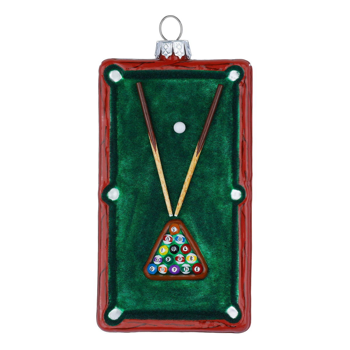 Ornement de Noël en forme de table de billard, en verre, 12 cm – Holly & Jolly