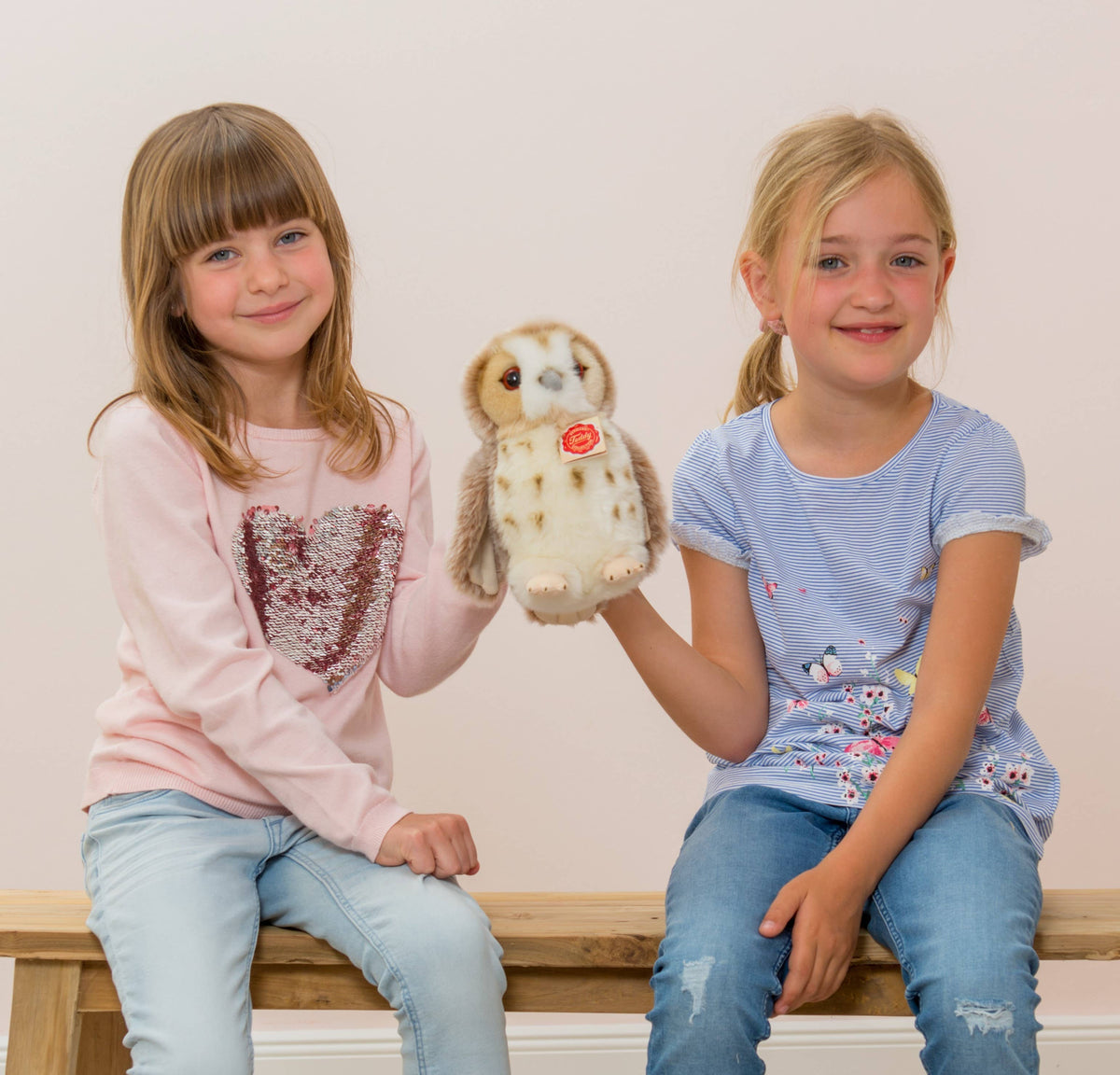 Beige uil pluche speelgoed