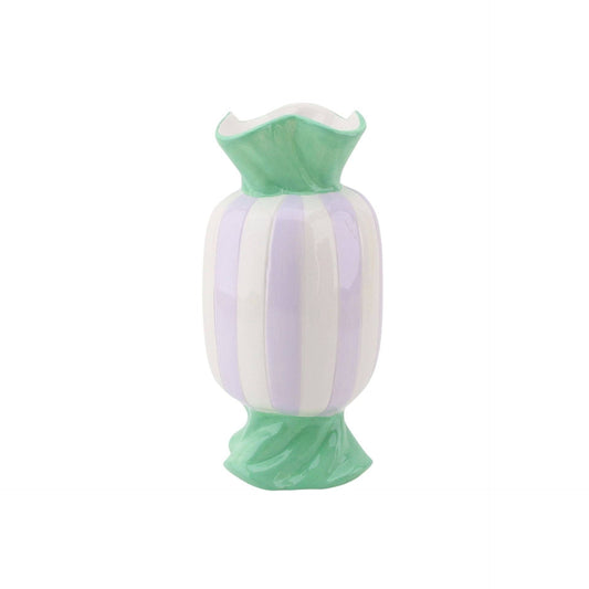 Jarrón - Jarrón color caramelo - Menta/Lila - 9,5 x 9,5 x 21 cm