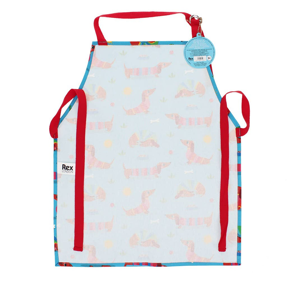 Tablier pour enfants en coton lavable - Chien Saucisse Ensoleillé