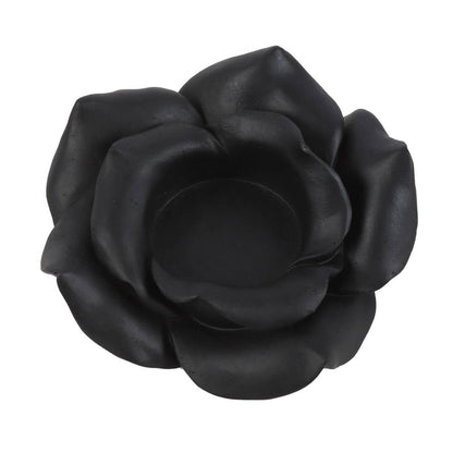 Photophore en résine en forme de rose noire