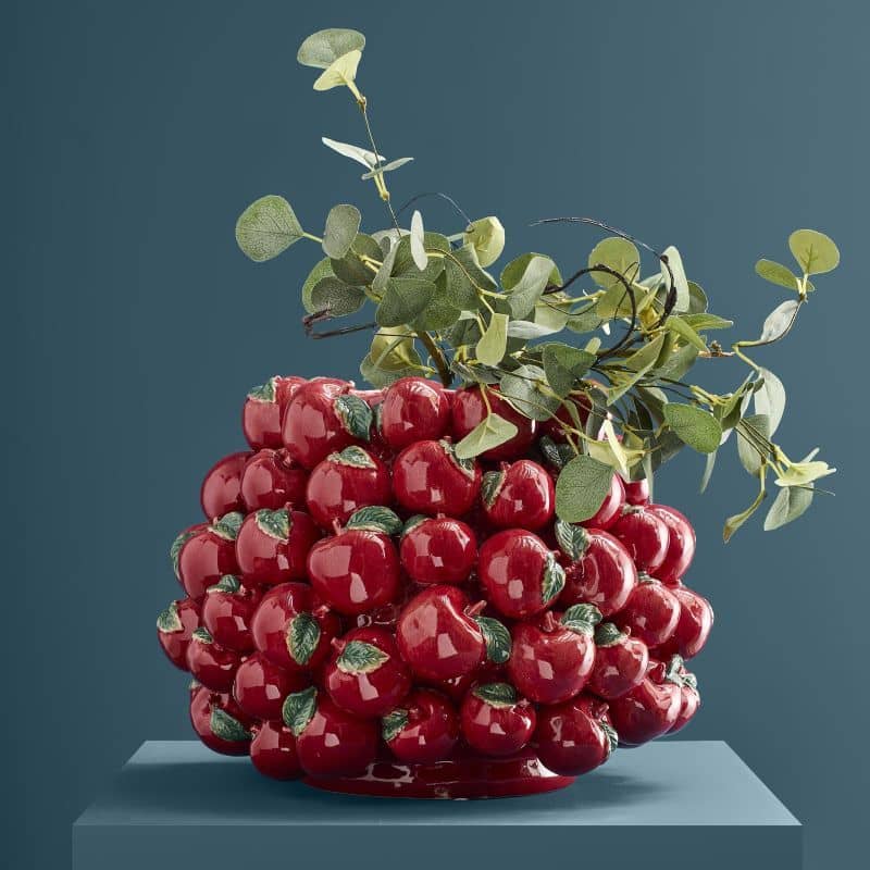 Jarrón de manzana, gres rojo, 42 x 42 x 32 cm