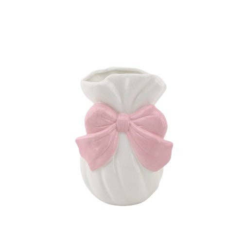 Vase - Bol - Dolomite - Blanc/Rose - 11x10x16cm