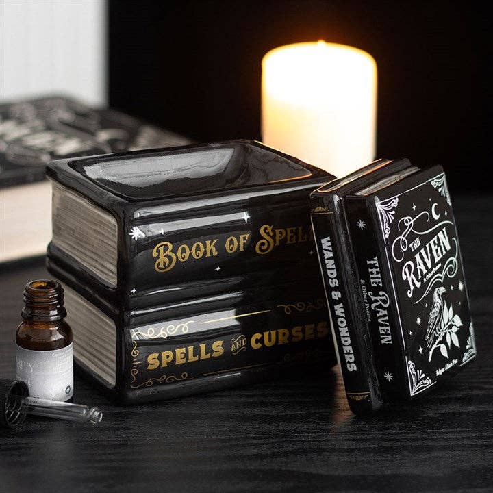 Brûleur d'Huile et Chauffe-Cire Gothique Livre de Sorts