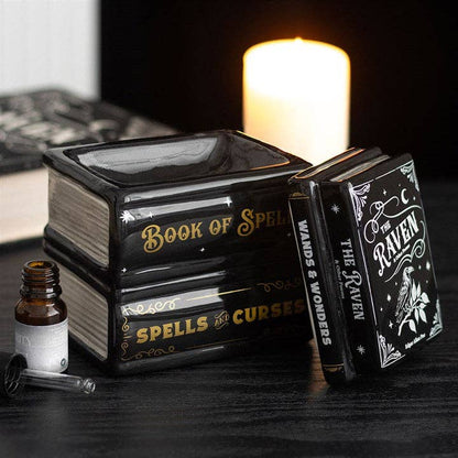 Brûleur d'Huile et Chauffe-Cire Gothique Livre de Sorts