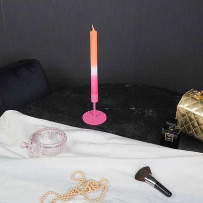 Kandelaar - Basis - Metaal - Neonroze - 8x8x10cm