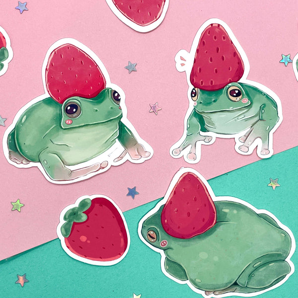 Pack d'Autocollants Grenouille Fraise